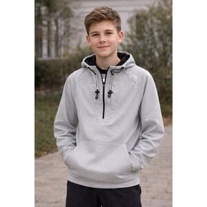 UNRL Mens Gray Quarter Zip Hoodie Athletic Pullover Size‎ XS